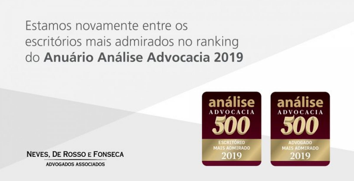 Neves, De Rosso e Fonseca Advogados e o sócio Daniel Neves estão novamente no ranking do Anuário Análise Advocacia