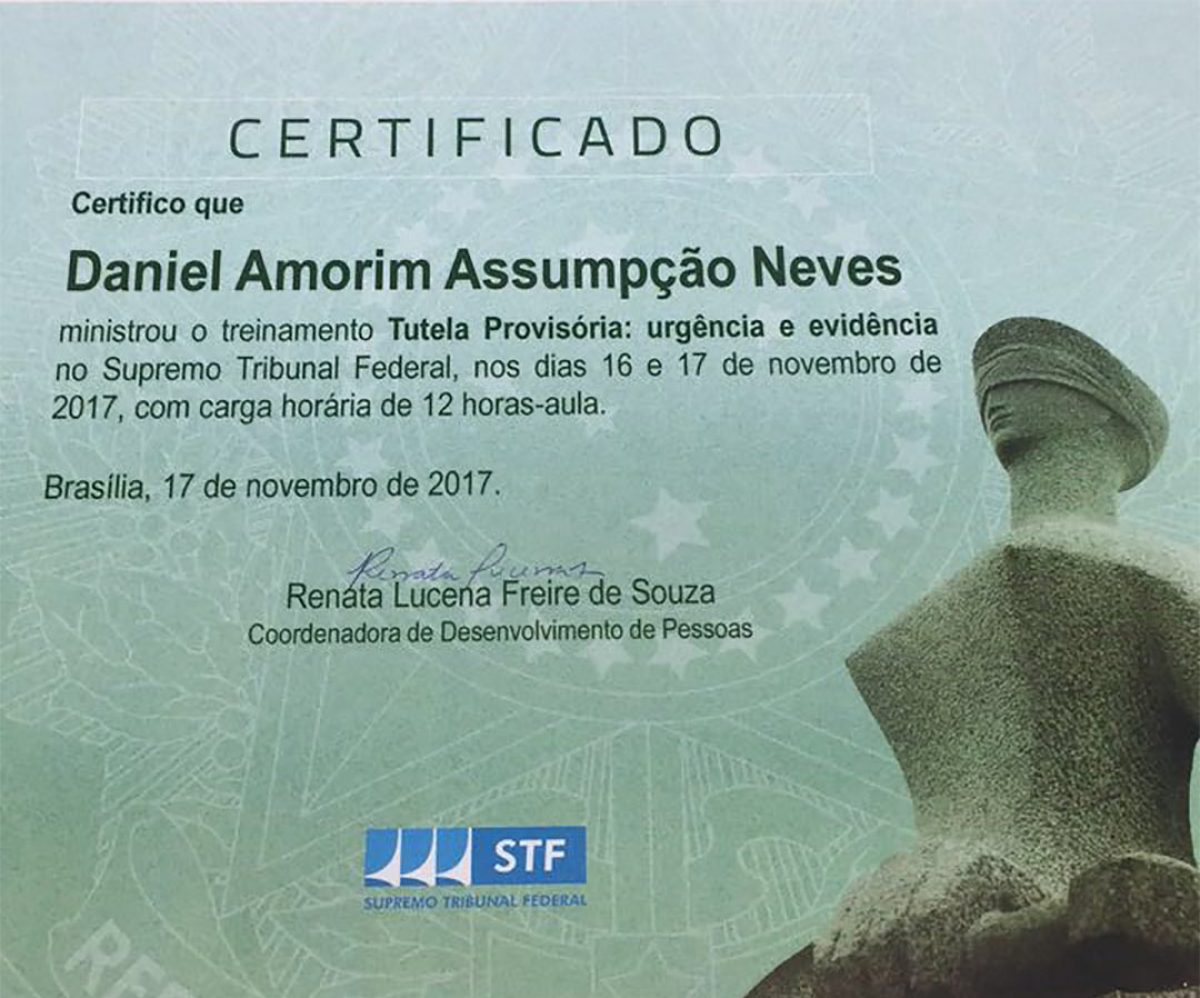 O sócio Daniel Neves ministra treinamento no Supremo Tribunal Federal (STF)